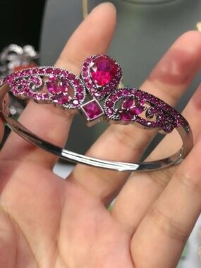 Ruby Bangle Bracelet - Women Jewelry